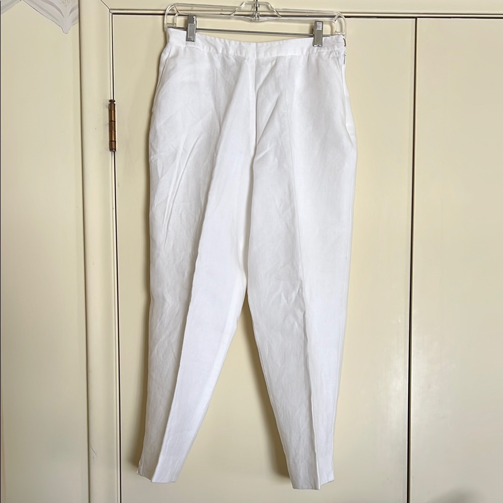 Talbots White Linen Dress Pants High Waist Fit